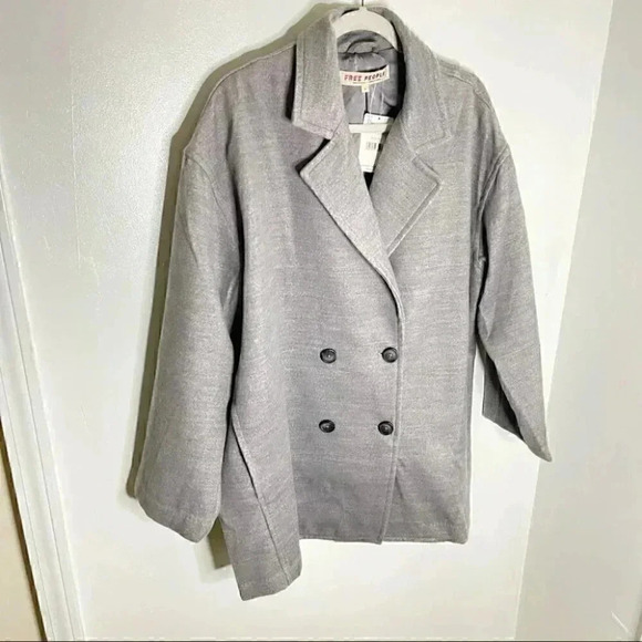 NWT Free People Hannah Slouchy Blazer Washed Black - Picture 3 of 7